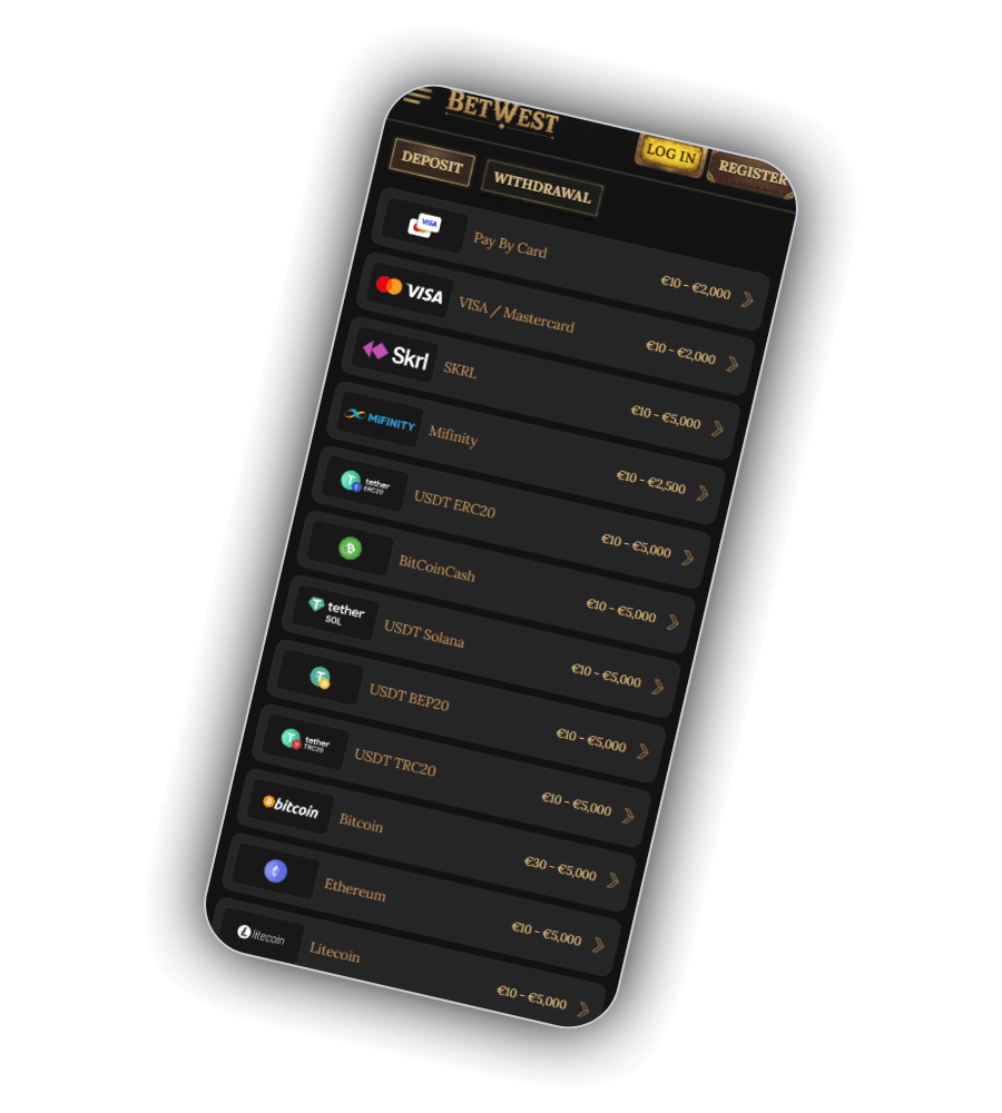 BetWest cashier and instant banking on mobile