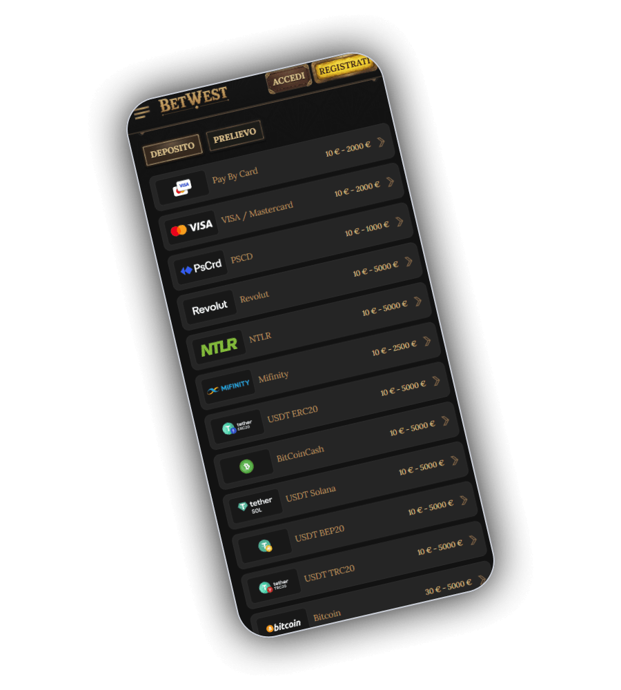 Cassa BetWest e pagamenti istantanei su mobile