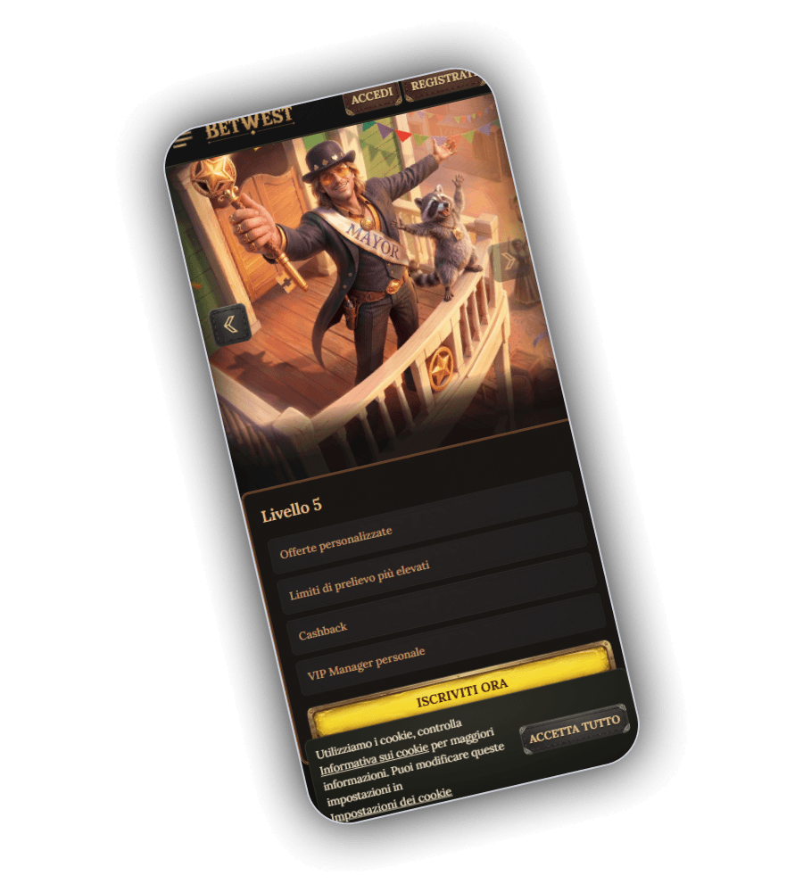 Premi fedelta BetWest su mobile