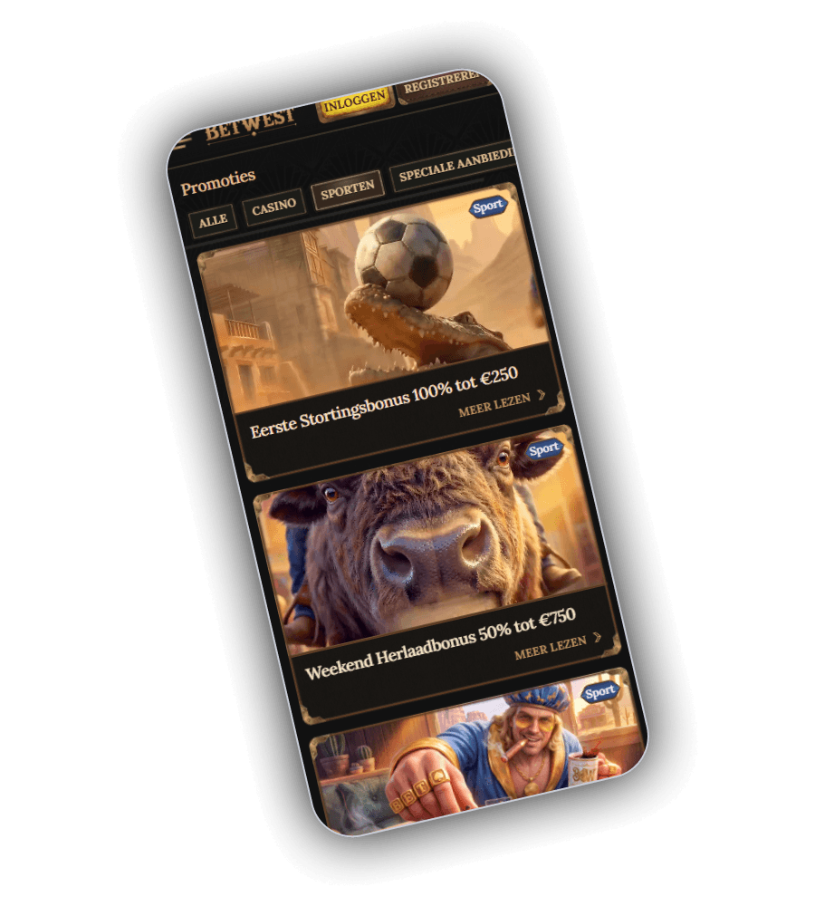 BetWest promoties op mobiel