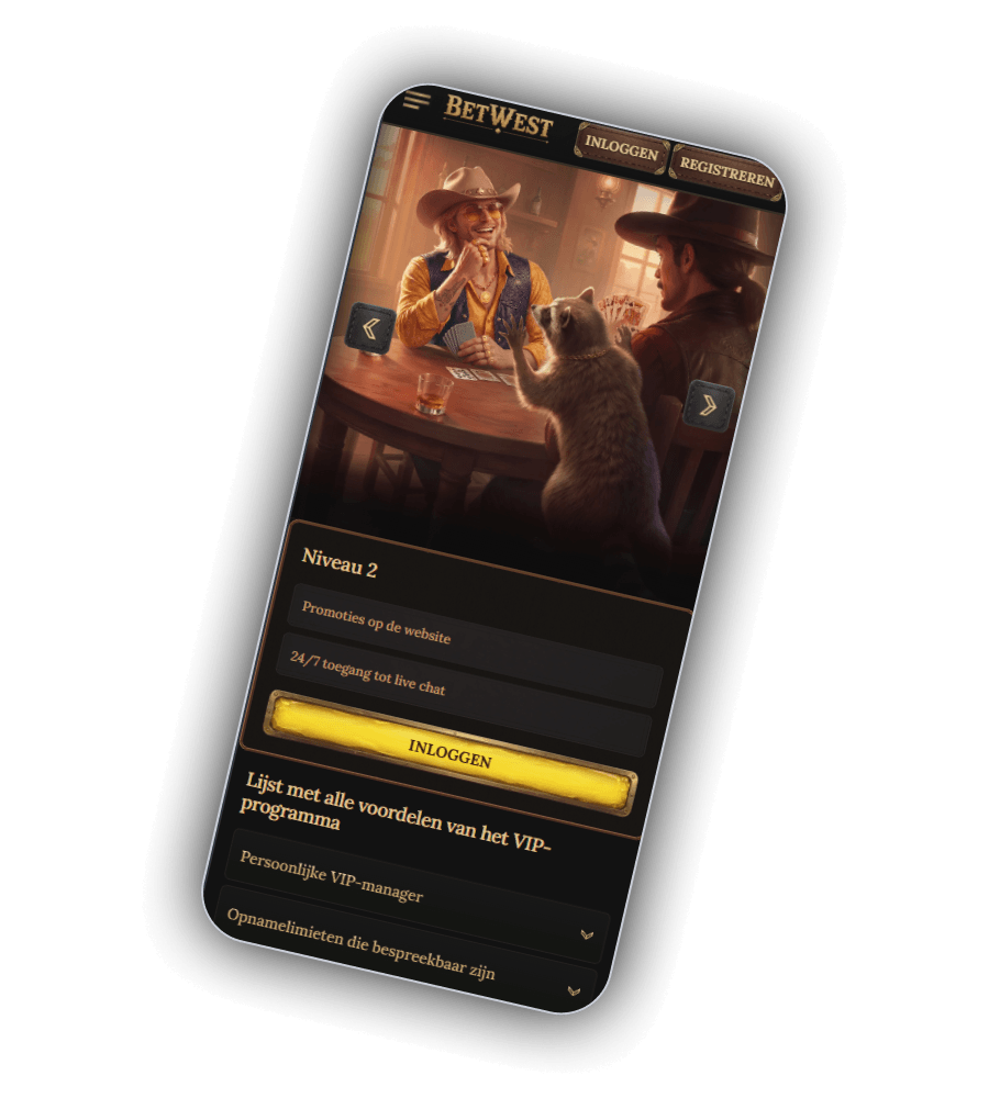 BetWest loyaliteitsbeloningen op mobiel